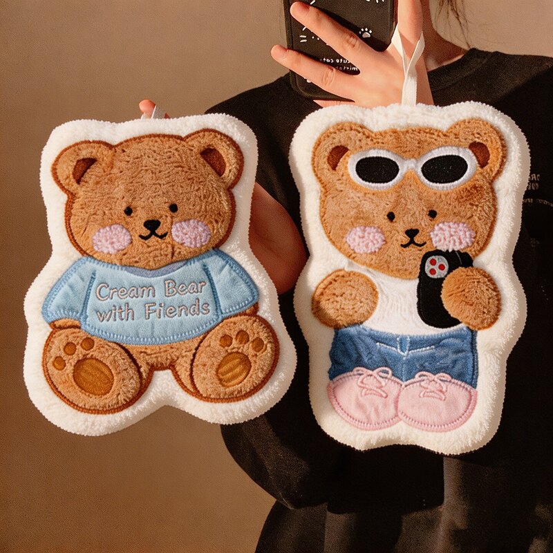 Butter Bear Hanging Hand Towel for Kitchen and Bathroom, Absorbent and Quick-Drying Small Towel, Ins-style Souvenir, High-Value Handkerchief Butter Bear Hanging Hand Towel for Kitchen and Bathroom, Absorbent and Quick-Drying Small Towel, Ins-style Souvenir, High-Value Handkerchief