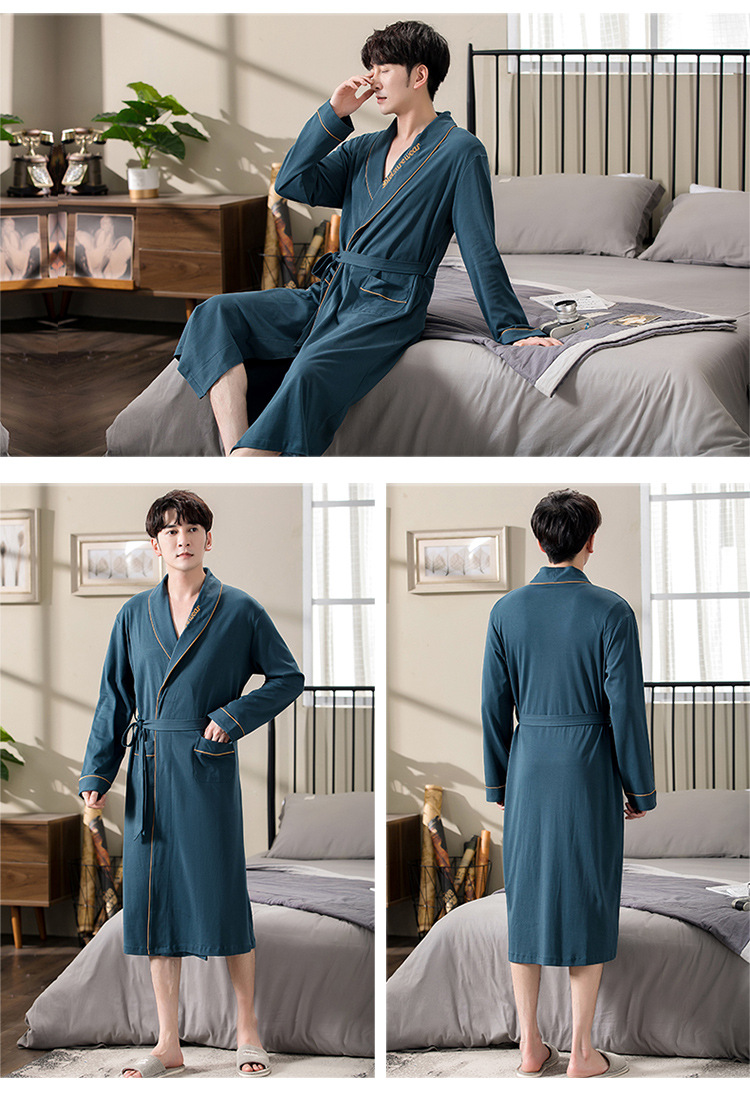 GraceChic GraceChic Cotton Couple Bathrobe For Women, Long Sleeve, Spring Autumn, Plus Size, Loose Fit, Men's Bathrobe, European And_voghion.com