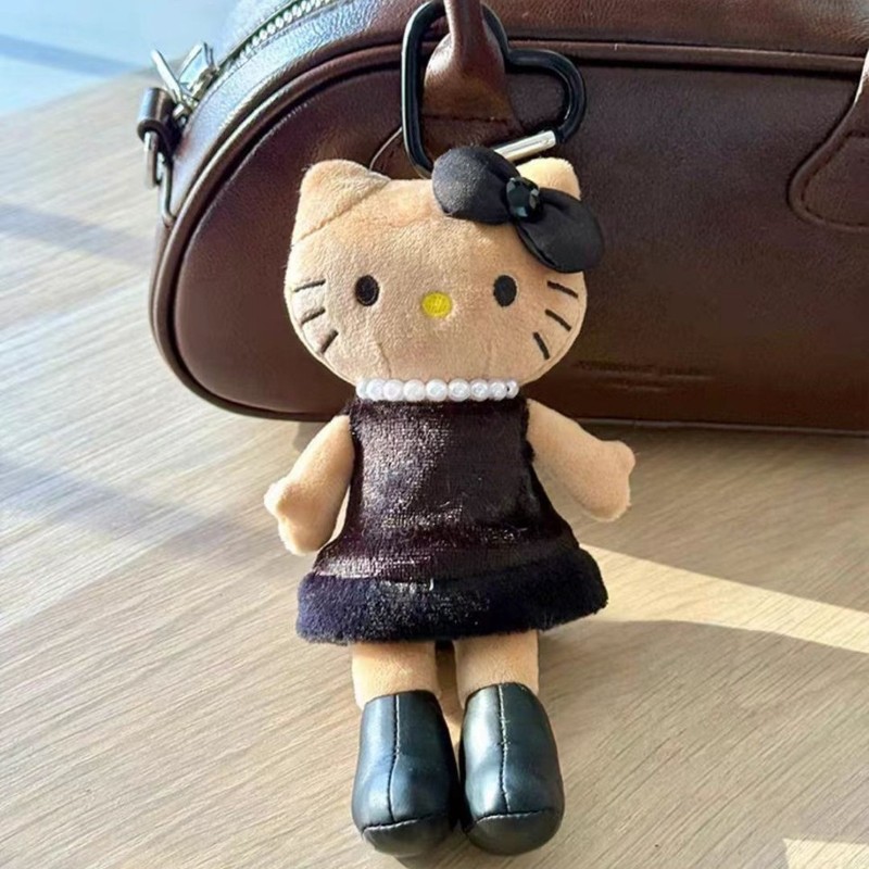 4inch 日本の新しいスタイルの長い脚黒スカート子猫ぬいぐるみシリーズキーホルダーバッグペンダント|undefined