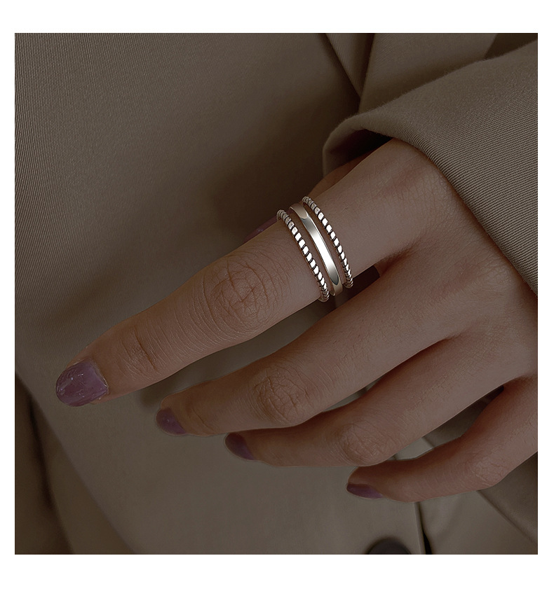 Minimalistisk tre-lags sunrise ring til damer åben model_voghion.com