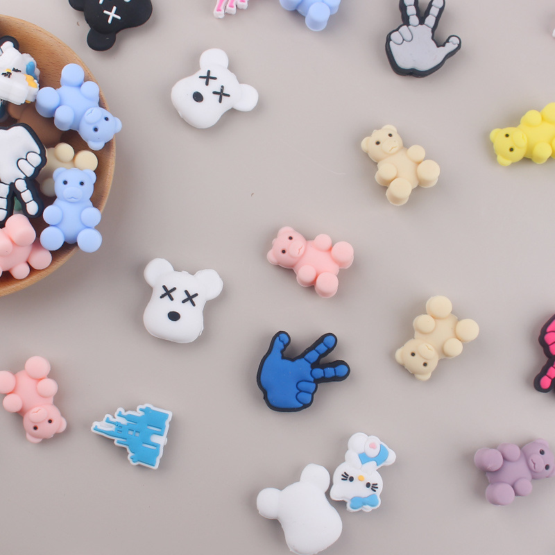 Nuevo creativo bricolaje dibujos animados oso palma silicona joyería tesoro pulsera mordedor cadena de pezón cadena anti-caída accesorios