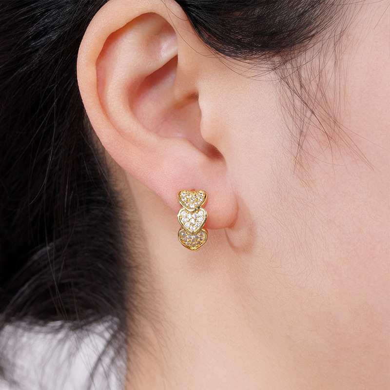 1 Pair Sweet Heart Shape Inlay Copper Zircon Earrings display picture 8