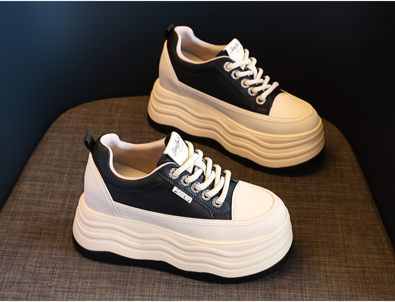 Giày sneaker nữ đế dày độn cao bên trong phiên bản cơ bản dễ phối — Màu đen chi tiết 7