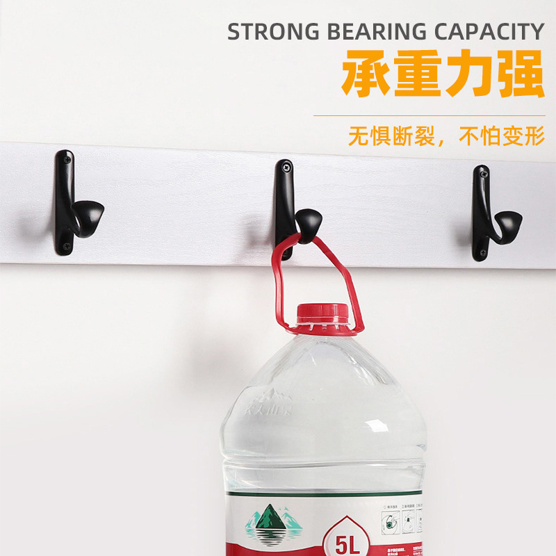 Gancho de ropa de aleación de Zinc negro simple moderno gancho de ropa detrás de la puerta gancho de ropa de almacenamiento sin perforaciones de aleación de Zinc negro