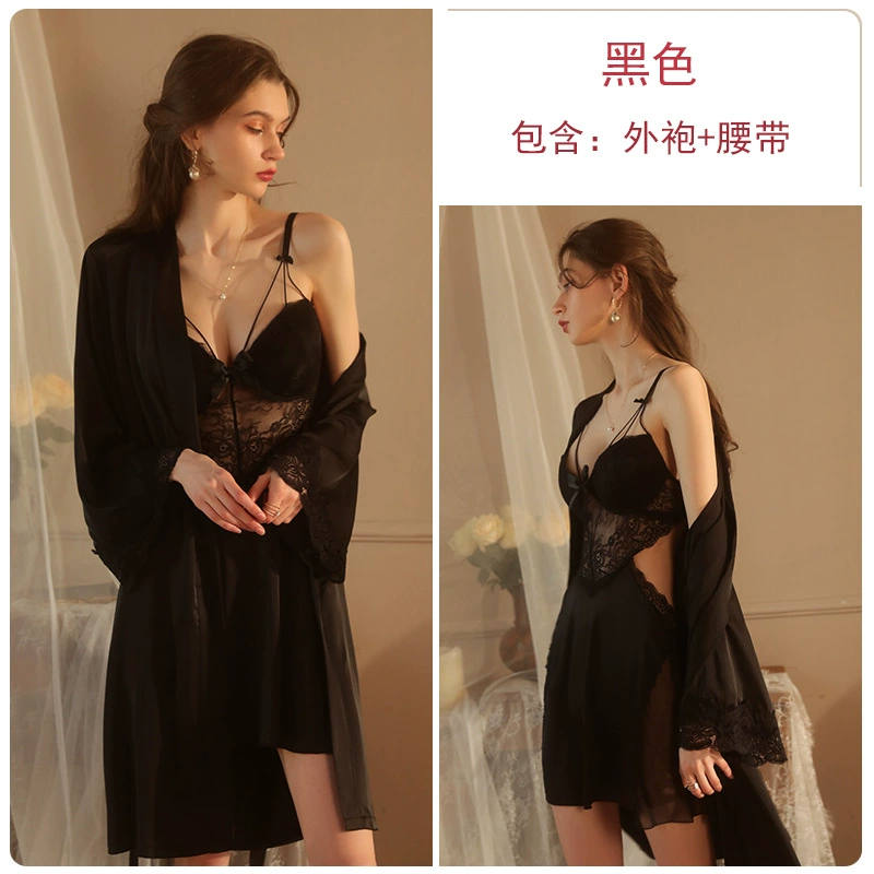 瑰若 Sexy поддержка бюстгальтерных прокладок, slip dress, пижама, комплект, плюс размер