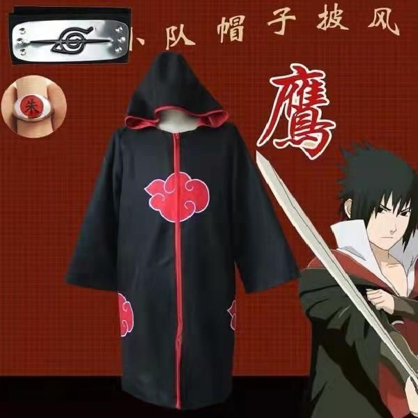 Wholesale Naruto cloak clothing merchandise Uchiha Itachi Sasuke trench coat jacket red cloud robe cosplay costume Wholesale Naruto cloak clothing merchandise Uchiha Itachi Sasuke trench coat jacket red cloud robe cosplay costume