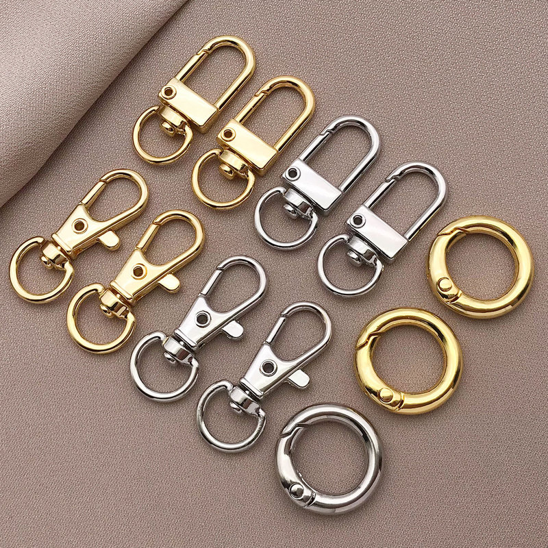 6 Types of Alloy Plated Real Gold Lobster Clasps, Dog Clasps, Spring Clasps, DIY Homemade Keychain Jewelry Accessories Materials
