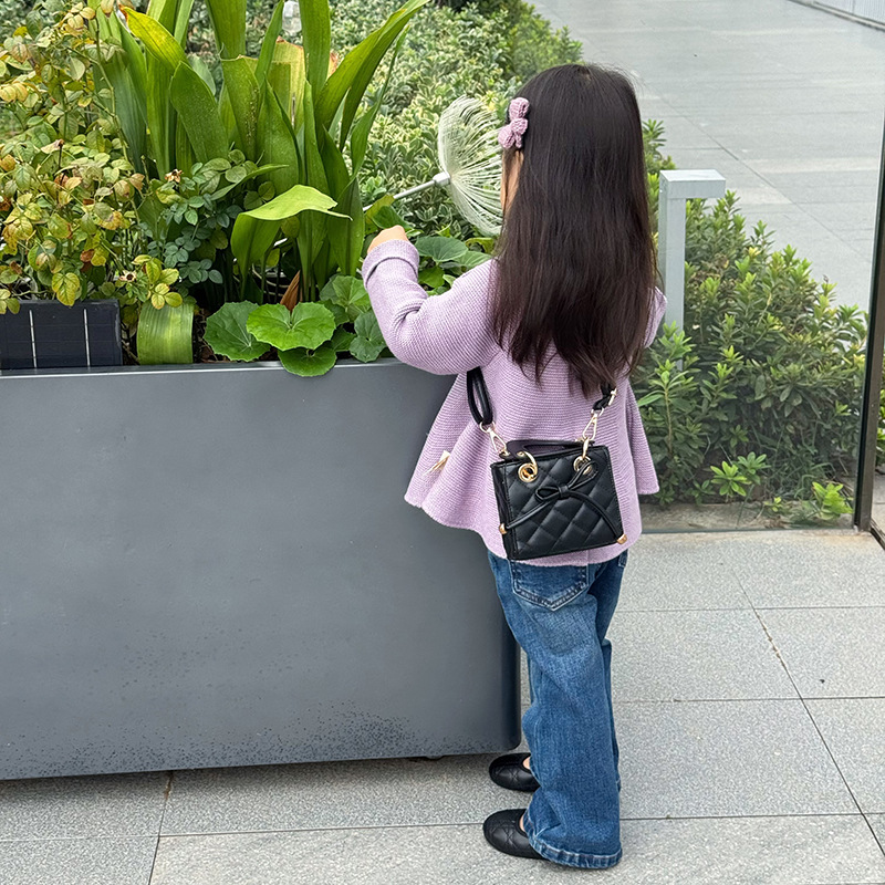 Bolsa de mano de la princesa de moda coreana Linge, lindo arco bebé bolso pequeño nuevo mini bolso de accesorios para niños