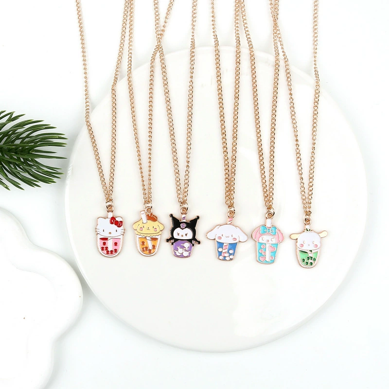 Ожерелье Sanrio Hello Kitty, чай с молоком, Куроми, мелодия, цепочка на ключицу, кулон, лучший друг, детские аксессуары.