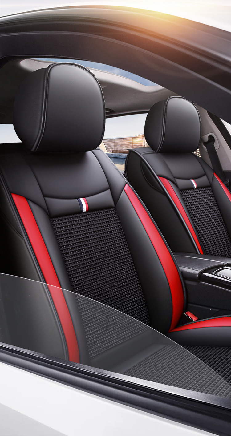 Cross-Border Car Seat Cover, Fully Enclosed, Cartoon Design, Five-Seater, Suitable for All Seasons, Ice Silk, Wear-Resistant Leather, Summer Seat Cushion Cover