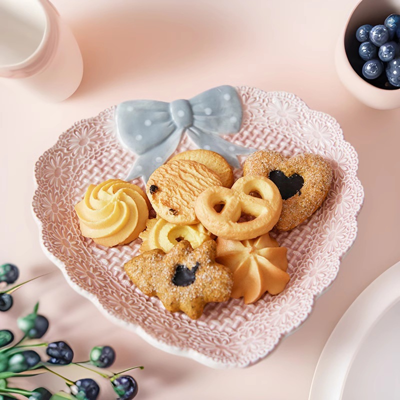 Suéter de punto creativo para el hogar plato de cerámica ensalada arco en forma de corazón plato de postres platos de cubiertos decoración de mesa