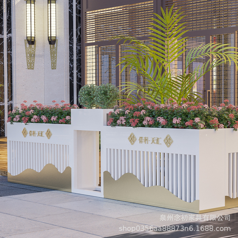 戸外鉄芸花箱組合せ販売部商店街は緑化花壇カフェ街のステンレス花溝を遮断している