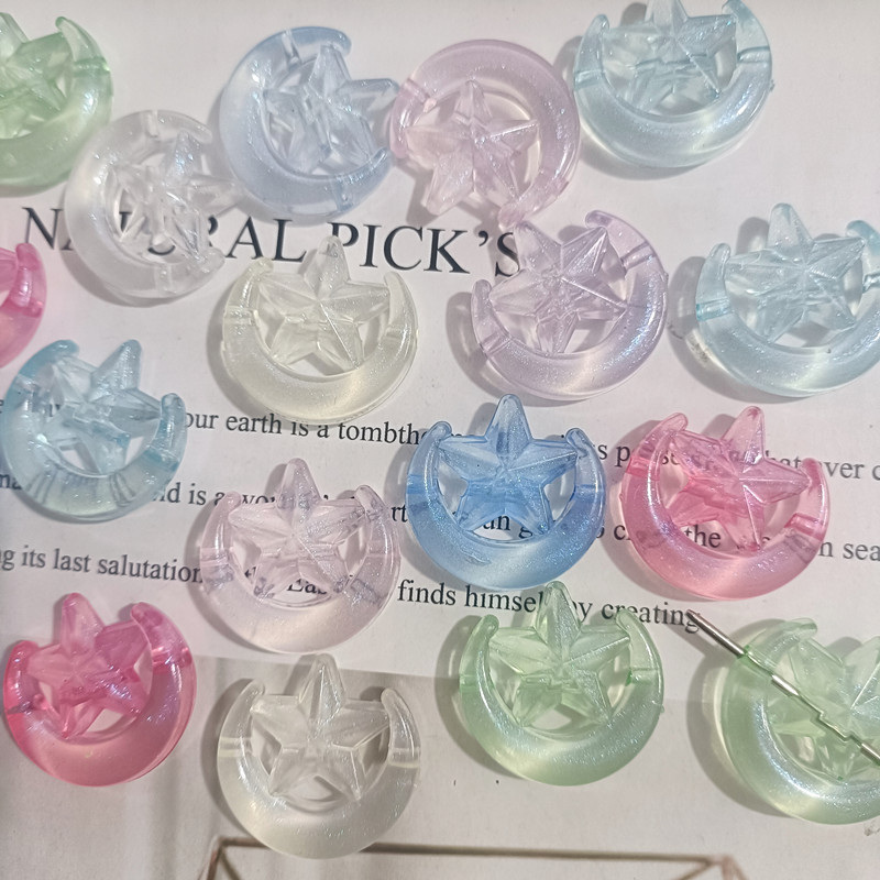 新款闪粉夜光星月实色镀彩串珠DIY手工手机链车挂项链饰品配件