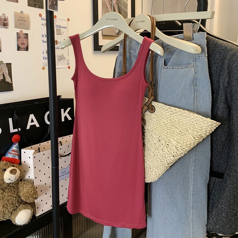2025 nuevo estilo sexy camisola falda chaleco mujer con almohadilla para el pecho de una pieza con sujetador camisón sexy chica caliente top