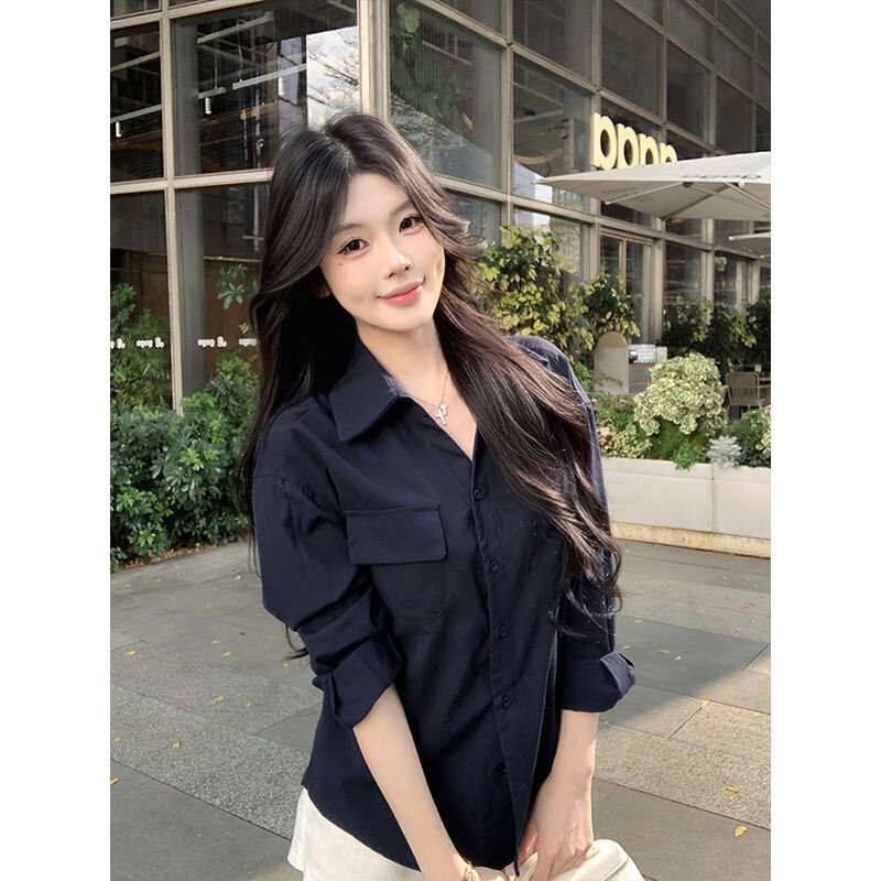 Mosesqueen Korean-Style Lapel Shirt for Women, Spring Thin Sun-Protective Slim-Fit Stylish Outerwear Shirt Mosesqueen Korean-Style Lapel Shirt for Women, Spring Thin Sun-Protective Slim-Fit Stylish Outerwear Shirt