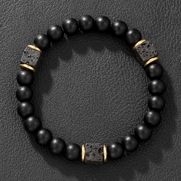 Live-Stream Hot-Selling Obsidian Bracelet for Men, Beaded Square Volcanic Stone Beads, Couple Bracelets Wholesale, Amazon Bestseller