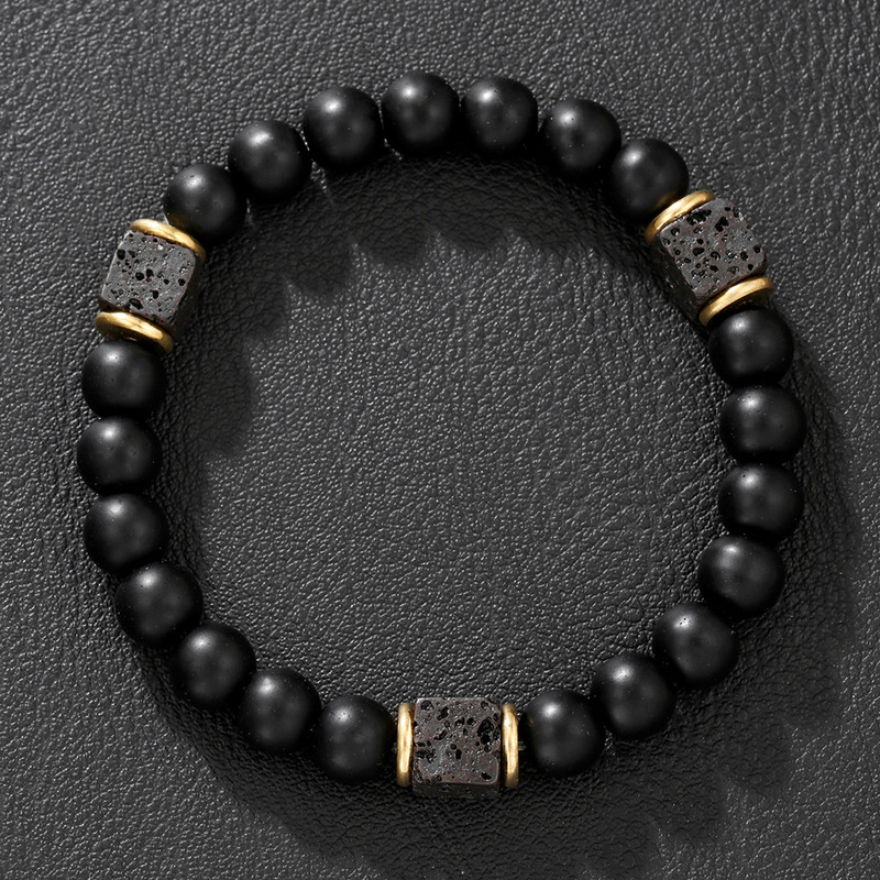 Live-Stream Hot-Selling Obsidian Bracelet for Men, Beaded Square Volcanic Stone Beads, Couple Bracelets Wholesale, Amazon Bestseller