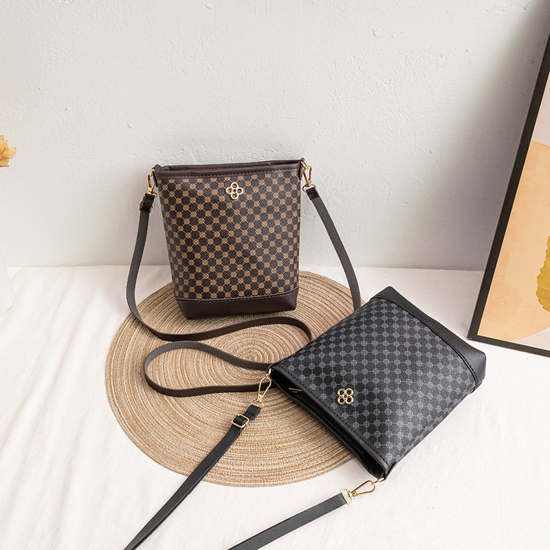 Bolso de Balde Retro con Estampado de PU con Cierre de Cremallera para Uso Diario