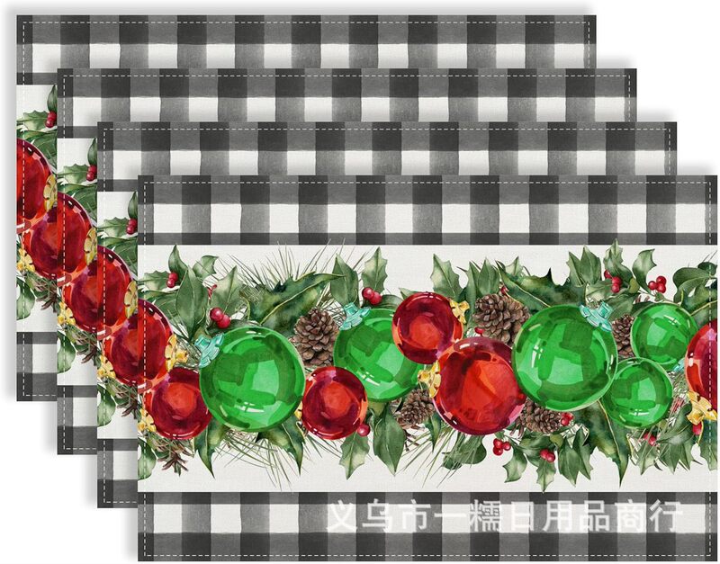 クロスボーダー爆発クリスマス雪だるま食事マット雪格子テーブルマットクリスマスパーティー装飾断熱マット祝日装飾|undefined