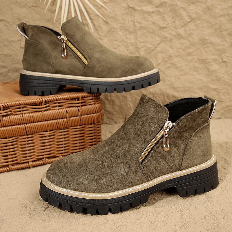 Round-Toe Side Zipper Martin Boots for Women, Chunky Heel Short Boots, 2026 Autumn and Winter New Cross-Border Style Boots, Women's Foreign Trade Large Size Women's Shoes Round-Toe Side Zipper Martin Boots for Women, Chunky Heel Short Boots, 2026 Autumn and Winter New Cross-Border Style Boots, Women's Foreign Trade Large Size Women's Shoes