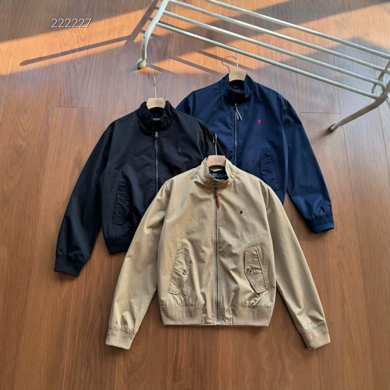 RL Old Money Style Stand Collar Harrington Business Casual Jacket with Embroidered Horse Logo Classic Design RL Old Money Style Stand Collar Harrington Business Casual Jacket with Embroidered Horse Logo Classic Design