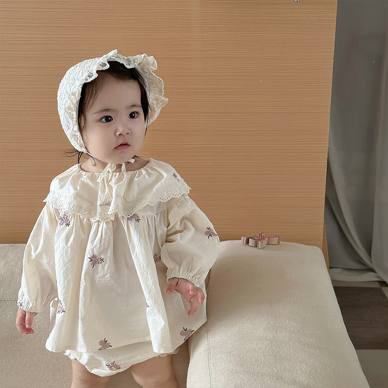 Ropa para bebés y niños pequeños, ropa de primavera, ropa infantil estilo coreano, camisas bordadas para bebés, vestidos de primavera para bebés, ropa para salidas de primavera