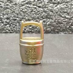 Brass solid copper bucket decoration, small Chinese style creative home office craft desk ornament