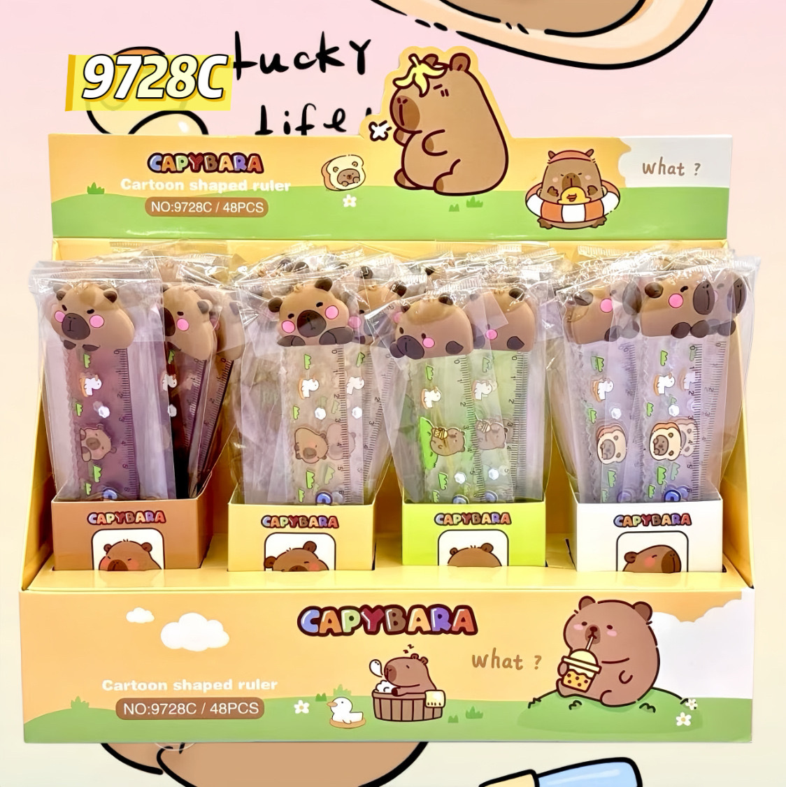 Silicona de dibujos animados regla de 15cm regla dura de color lindo capibara escuela primaria aprendizaje papelería topografía y cartografía regla de dibujos animados transparente