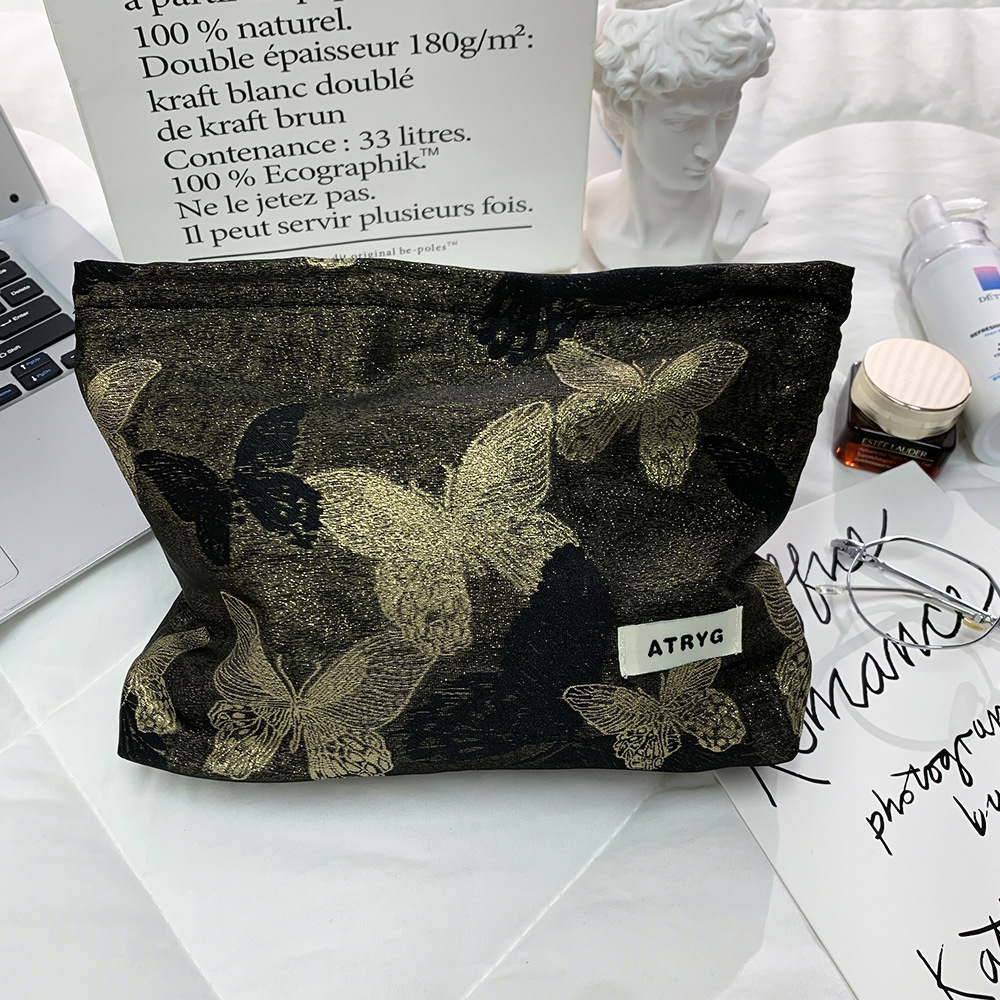 Bolsas de maquillaje de una gran cantidad de oro mariposa bolsa de maquillaje de alta capacidad de productos de cuidado de la piel bolsa de almacenamiento bolsa de mano