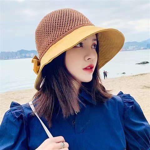 Spring and summer hats for women, new fashion sun hats with bows, sun protection hats, Korean version UV fisherman hats wholesale