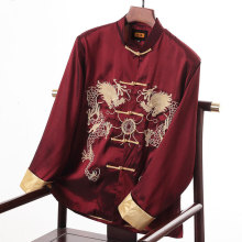 中老年男秋季长袖唐装男士长袖中国风演出服老人生日过年服爸爸装