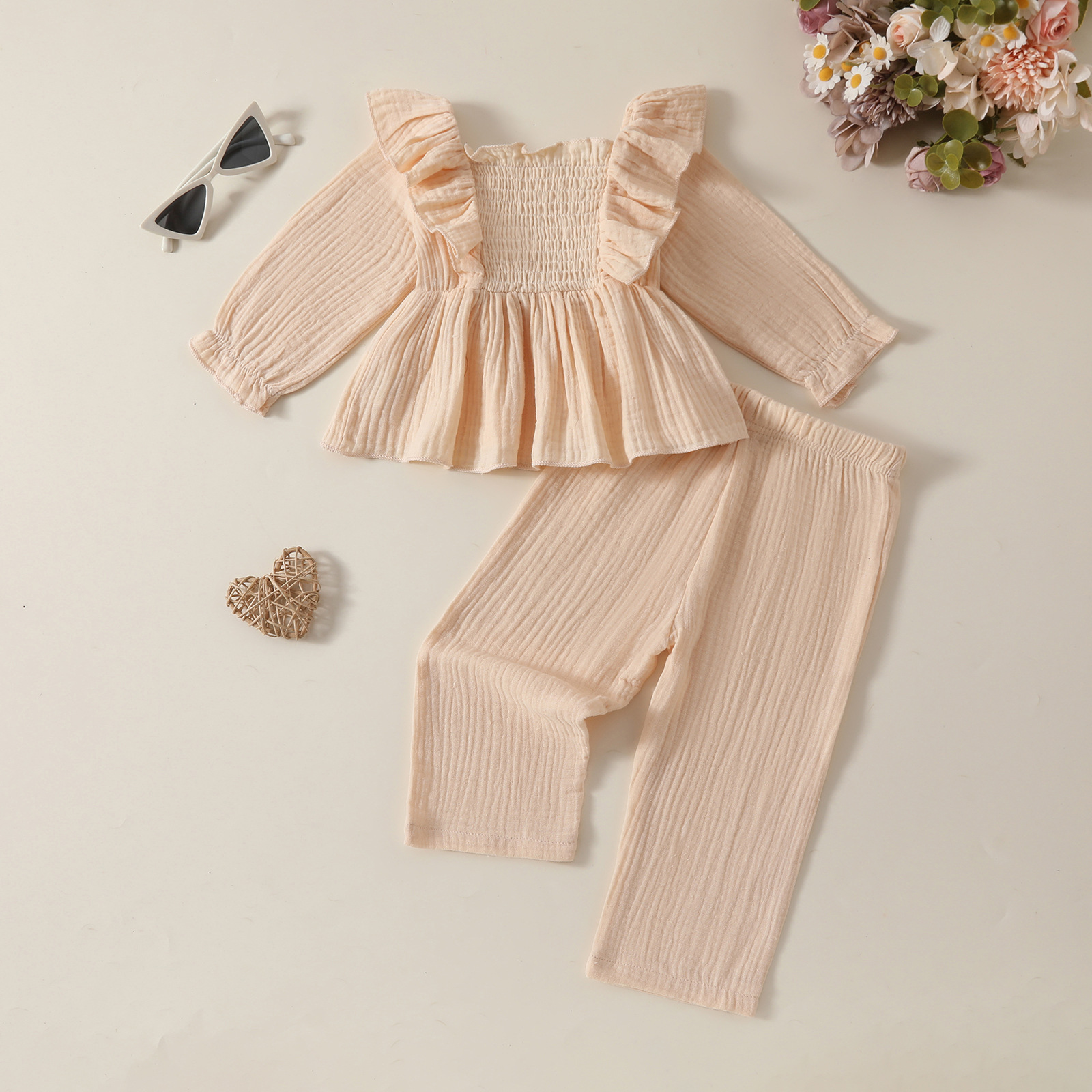 208g Weight Kids Clothing Sets Children's Clothing Type Long Sleeve Sleeve Length Cotton and Linen Fabric Type Pants Sets Sets Type 2 Pieces Set Quantity Casual, Daily Occasion Collarless Neckline Regular Fit Fit Type Solid Color Pattern Spring, Autumn Season Baby Girl'S, Girl'S Gender Simple Style Style Simple Style Solid Color Cotton And Linen Girls Clothing Sets 15