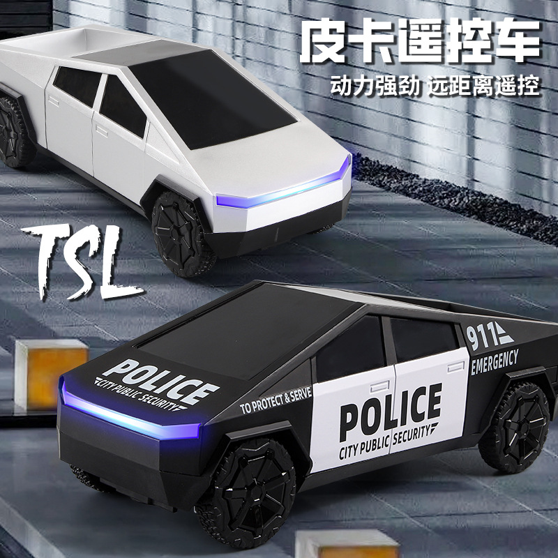 Tesla Remote Control Car Toy Car Model Rc Police Car Children's Simulation Cross-Border Hot-Selling Amazon Pickup Truck