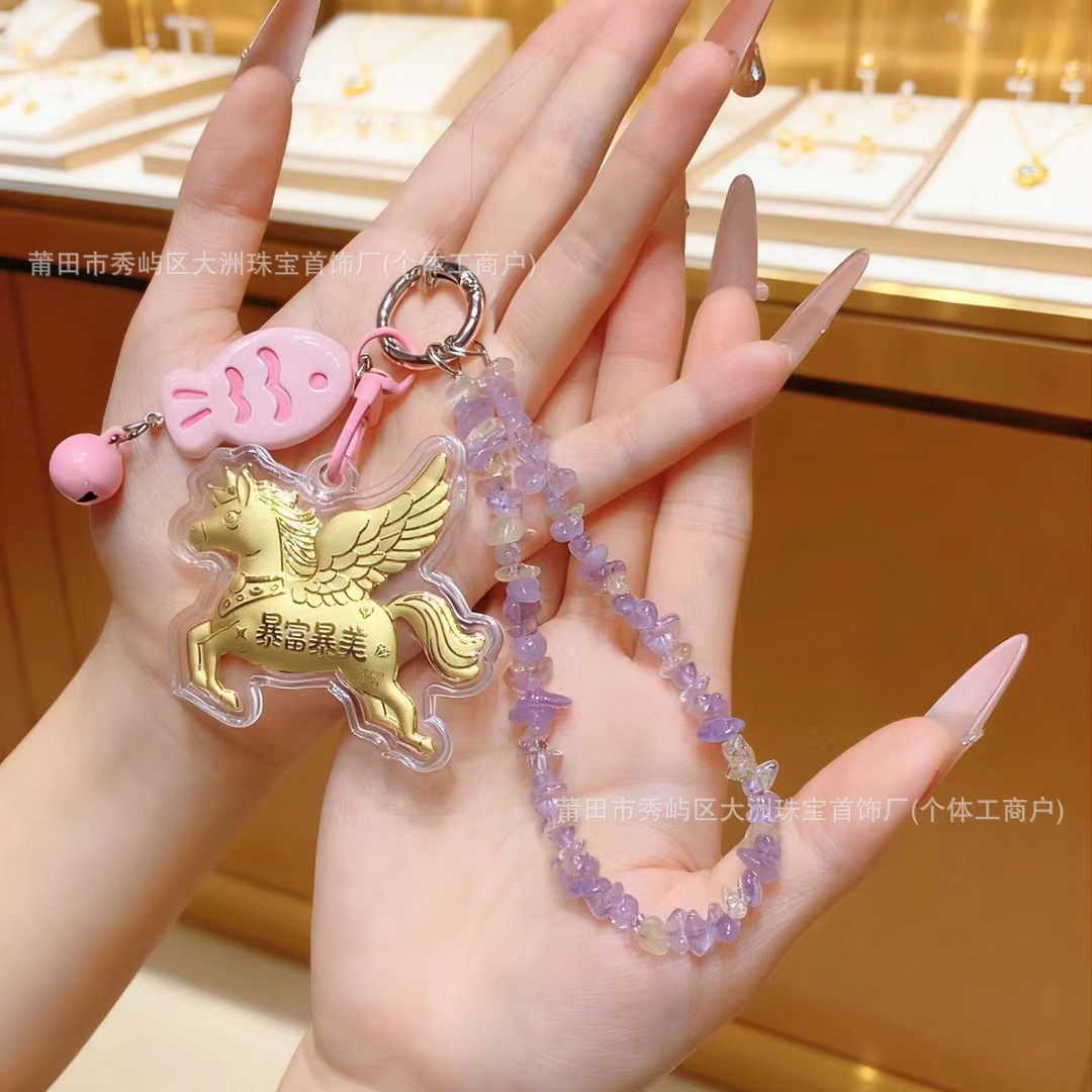 Año del Caballo de oro llavero de automóvil pequeño colgante 999 dinero de inmediato bolso llavero personalizado pequeño regalo