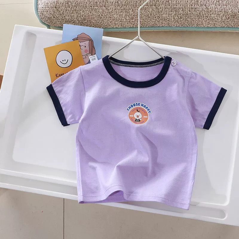 Футболка детская летняя тонкая с коротким рукавом, летняя одежда, 0-5 лет