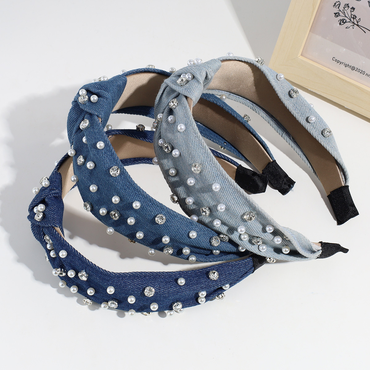 150g Weight Hair Band Hair Accessories Type 1 Piece Quantity Holiday, Daily Occasion Bow Knot Pattern Women's Gender Pearl Design Lady Bow Knot Cloth Pearl Hair Band 3