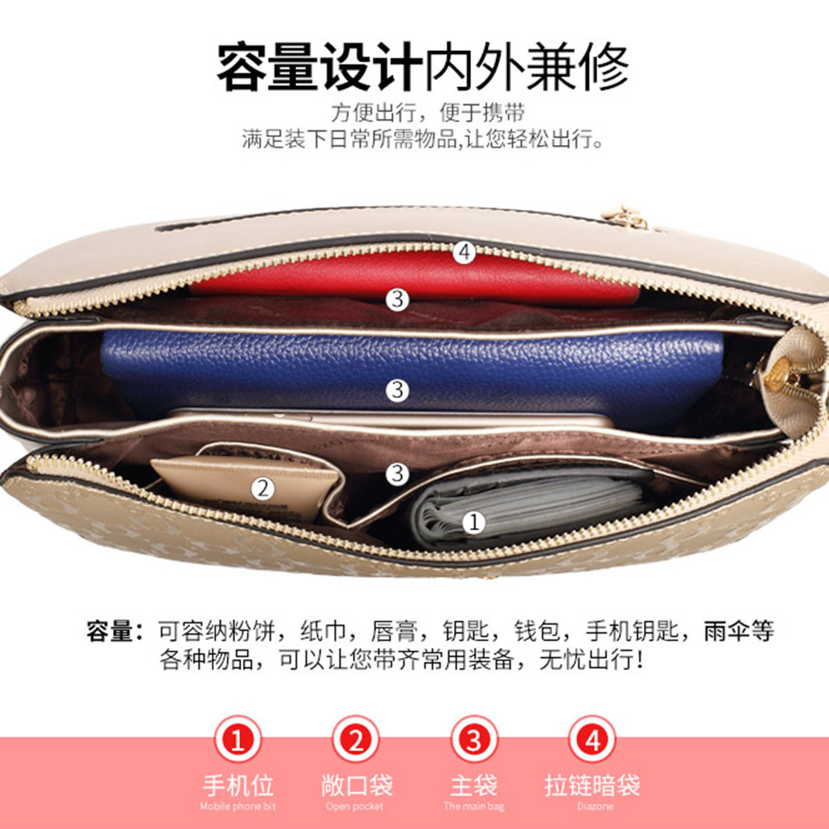Golden Fox Genuine Cowhide Leather Women's Fashion Phone Bag Chain Shoulder Crossbody Small Square Bag - Thumbnail 4