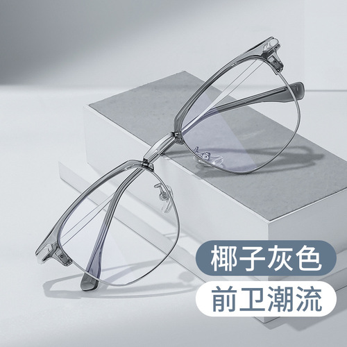 Mirror 1 High Quality 122601 Non-magnetic Titanium Anti-blue light Eyeglass Frame for Men with Brow Rest Half Frame Glasses Wholesale