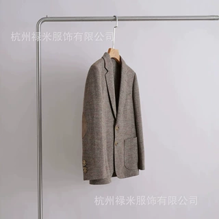 衣录复古英伦风人字纹羊毛呢平驳领西装外套 24257一件代发