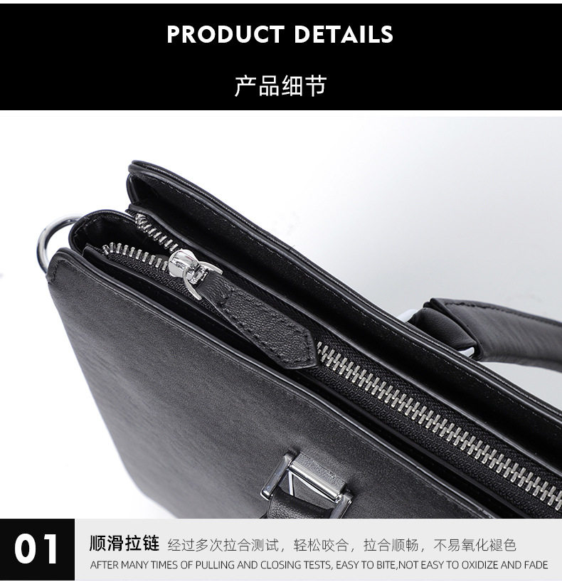 Túi xách nam công sở da bò lớp đầu kiểu mới, túi đựng laptop 14 inch sức chứa lớn 37×10×26 cm — Màu đen chi tiết 18