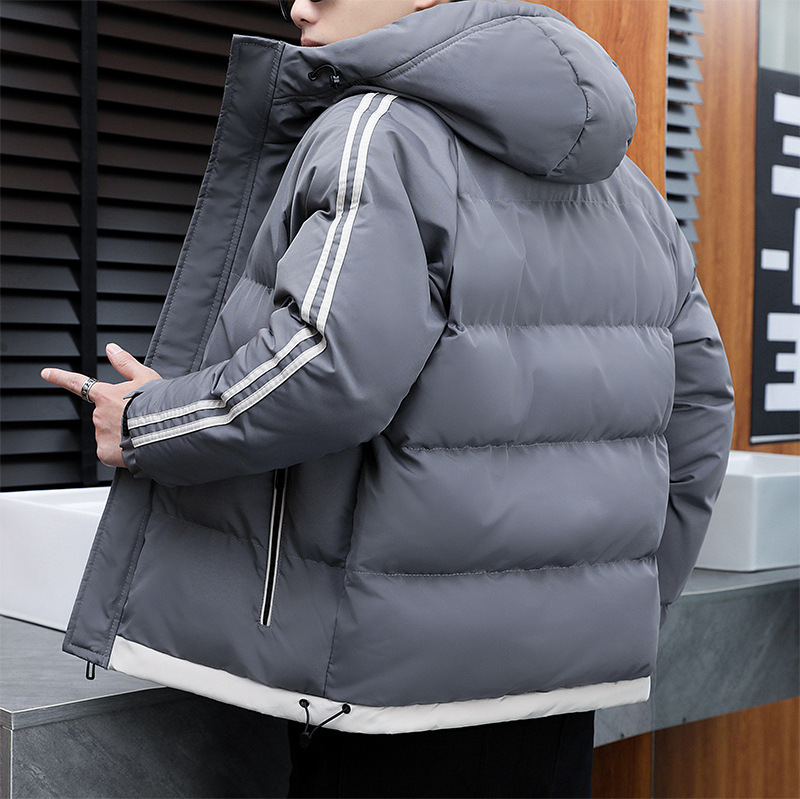 2022 winter new warm cotton-padded jacket men's casual coat winter cotton-padded jacket fleece-lined thickened hooded down cotton-padded jacket men