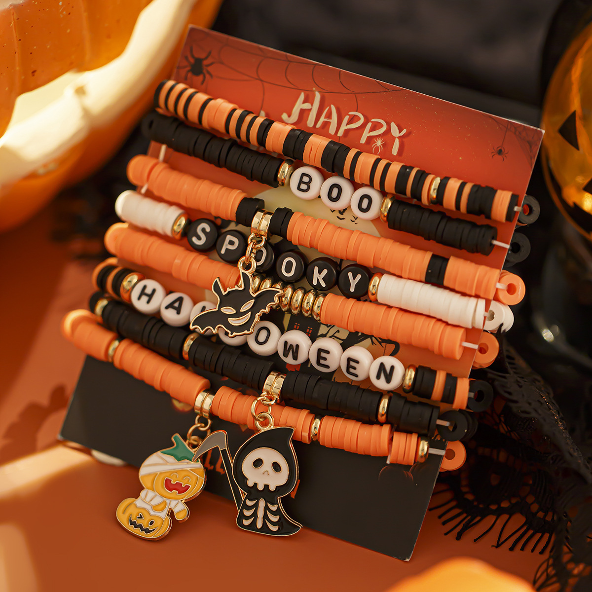 21g Weight Alloy Pendant Material Bracelets Classification CCB, Arylic, soft clay Chain Material 1 Set Quantity Festival Occasion CCB, Arylic, Alloy Material Halloween Festival Pumpkin, Bat, Ghost Pattern Women's Gender Beaded, Enamel Design Funny Style Funny Pumpkin Bat Ghost CCB Arylic Alloy Beaded Bracelets Wholesale 68
