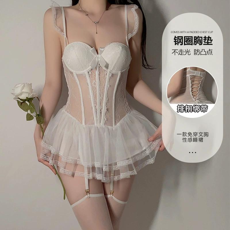 DZ Rosi, если большой размер сетчатая пряжа, эротическое нижнее белье, сексуальный плюс нагрудный коврик, стальное кольцо, чтобы собрать ремень, ночной костюм, костюм 4418