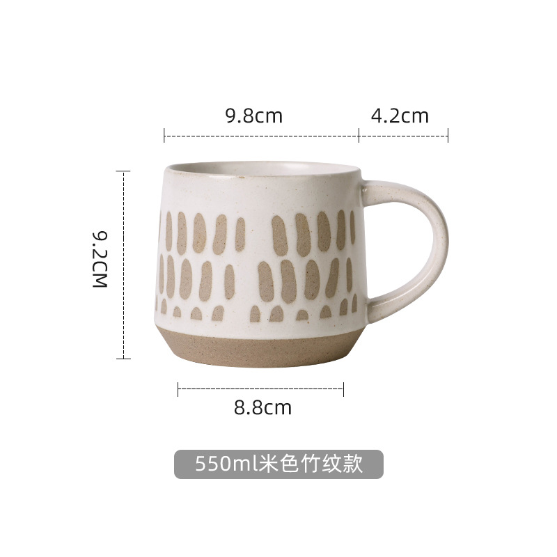 Taza de agua de estilo japonés creativo Taza de cerámica pintada a mano taza de desayuno hogar agradable gres arcilla horno de microondas taza