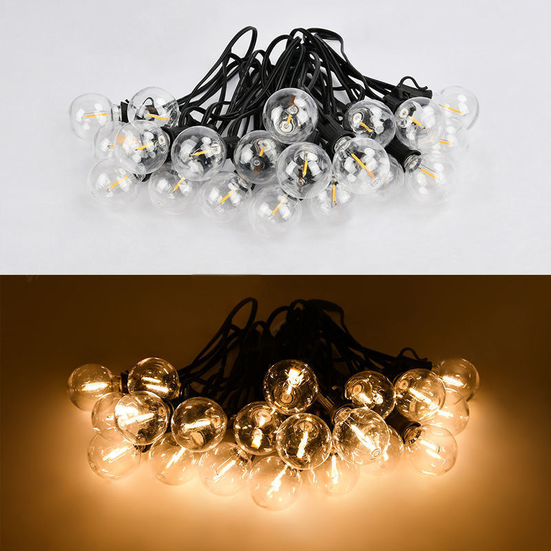 Cadena de Luces LED Solares G40 Impermeable IP55 para Patio, Navidad y Camping