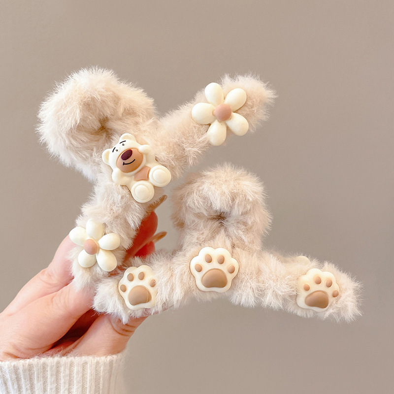 Estilo francés gran felpa clip de pelo de acrílico clip de tiburón Otoño e Invierno horquilla de alto grado versátil agarre del pelo updo tocado de pelo