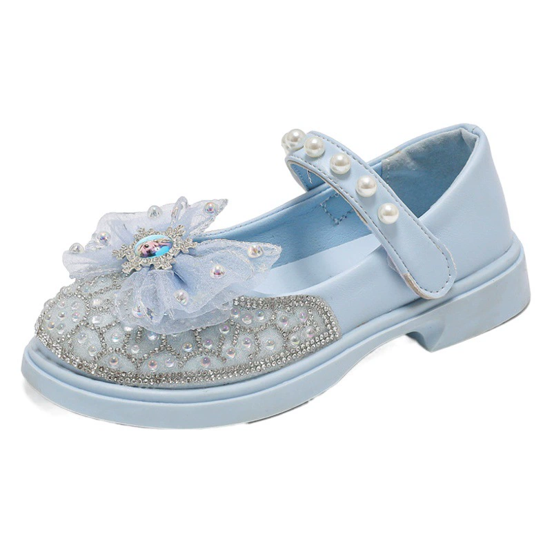 Детская обувь для девочек, туфли принцессы, весна-осень 2024, новая мода, кожаные туфли с мягкой подошвой для маленьких девочек, детские туфли со стразами и кристаллами