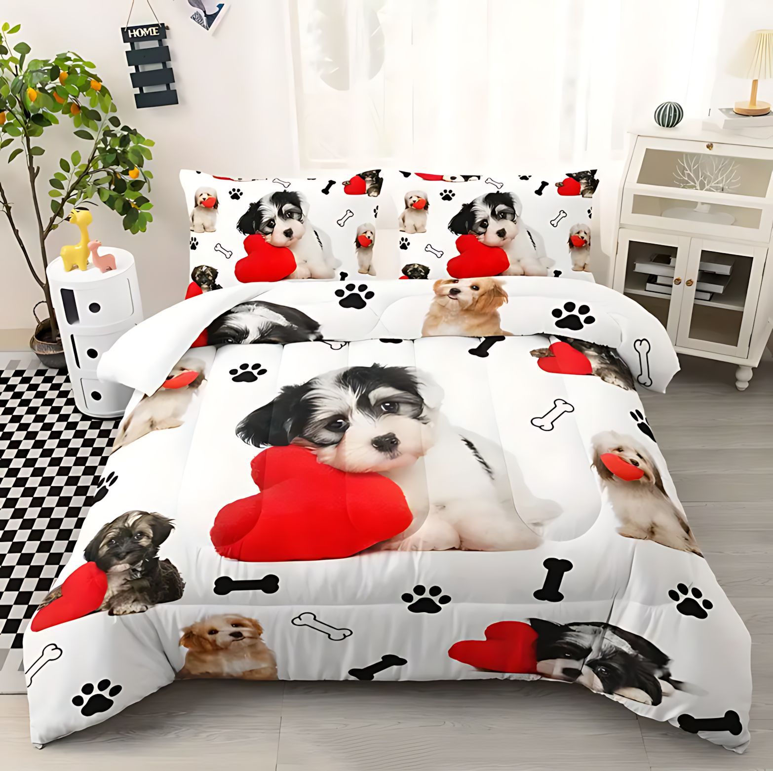 TEMU / JIT Amazon muchos animales lindos 3D impresión digital 180gms colcha set de ropa de cama