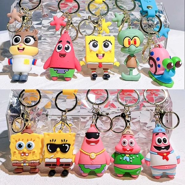 28 Cartoon Animated Spongebob Squarepants Patrick Star Squidward Dolls Cute Bag Pendant Keychain