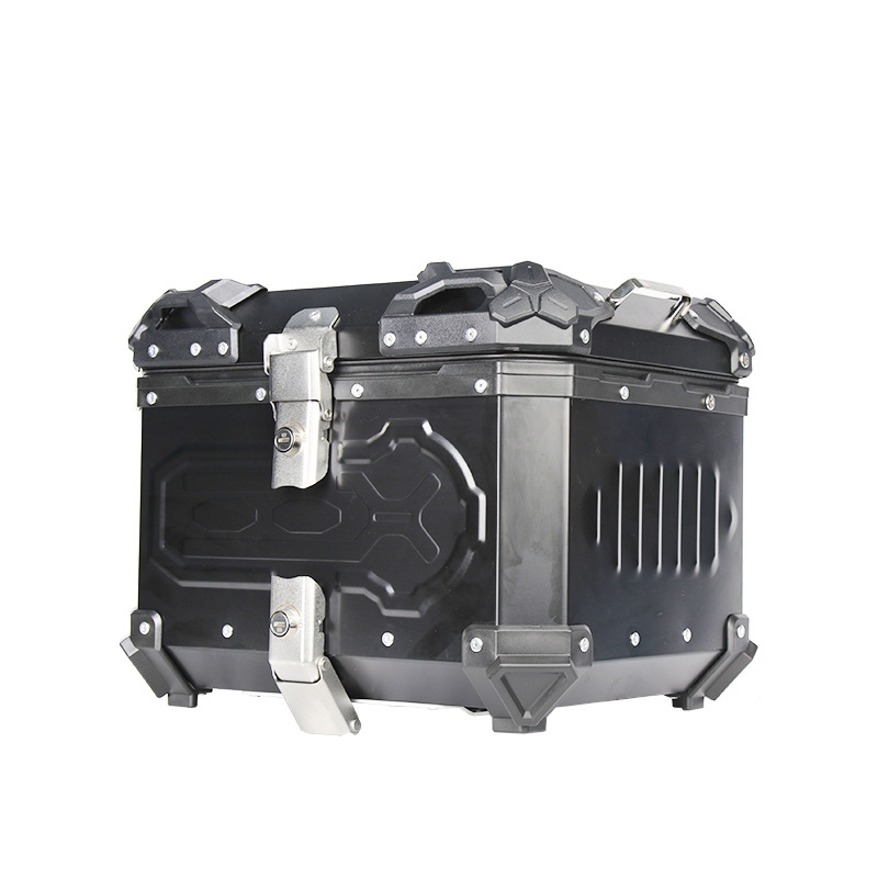 Baja trasera de motocicleta de aleación de aluminio estampado caja trasera negra de gran capacidad impermeable Maverick almacenamiento de automóviles eléctricos